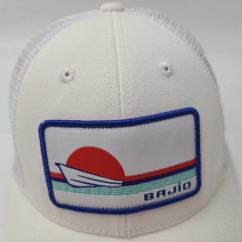 Bajio Hat Snapback Trucker Mesh White Blue Red Fishing Boat Patch Sunglass Brand